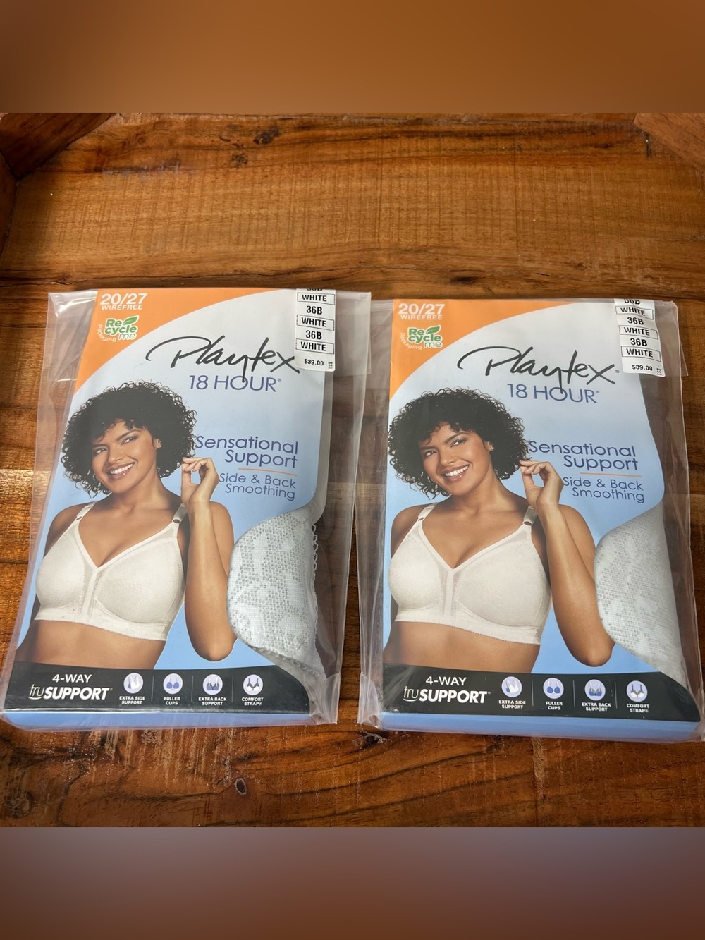 Playtex 18 Hour Sensational Support Wireless Bra 20/27 WHITE 36B